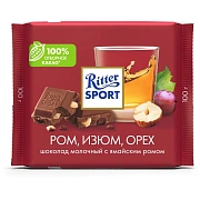 Шоколад Ritter Sport молочный ром-изюм-орех, 100г