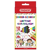 Карандаши цветные ПИФАГОР 'ЭНИКИ-БЕНИКИ', 12 цветов, шестигранные, натуральное дерево, 181346