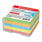 Блок для записей в боксе, 9х9х5 см, плотность 80 г/м2, цветной, BRAUBERG, 122226
