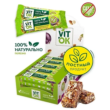 Батончик фруктово-ореховый Виток зерновой, с топинамбуром, 30г