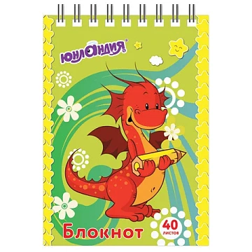 Блокнот МАЛЫЙ ФОРМАТ А7, 75х105 мм, 40 л., гребень, картон, клетка, ЮНЛАНДИЯ, 'Мультяшки', 129860