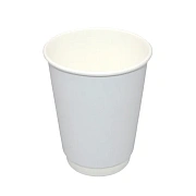 Стакан одноразовый белый, 300мл, бумажный двухслойный, 25шт/уп