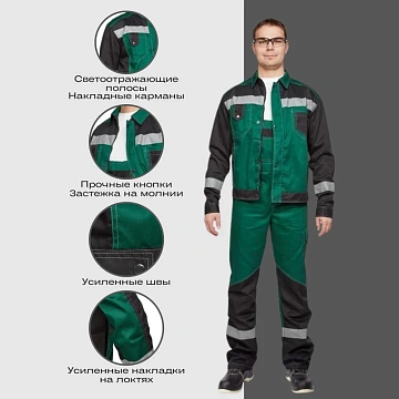 Костюм летний муж л21-КПК зел/чер(р.64-66) 170-176 (серия Л)