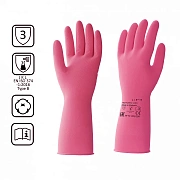 Перчатки латексные КЩС, сверхпрочные, плотные, хлопковое напыление, размер 8,5-9, L (большой), красн