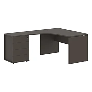 Стол эргономичный с тумбой EDCET 1318(L) Мокко/Черный 1360х1880х750 EDIS