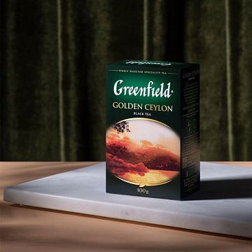 Чай листовой GREENFIELD 'Golden Ceylon ОРА' черный цейлонский крупнолистовой 100 г, 0351