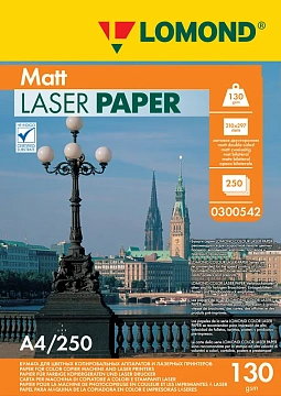 Фотобумага для лазерных принтеров Lomond Ultra DS Matt CLC А4, 250 листов, 130 г/м2, матовая, белая, 300542