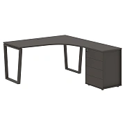 Стол эргономичный с тумбой EVCET 1518(R) Мокко/Мокко 1560х1880х750 EDIS