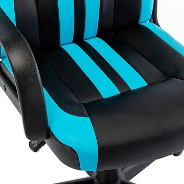 Кресло компьютерное BRABIX 'Stripe GM-202', экокожа, черное/голубое, 532509