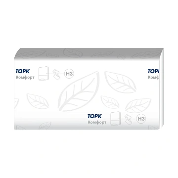 Бумажные полотенца Tellus (tork) Комфорт H3, 2 слоя, V-сложение, 200лист, белые, 290184