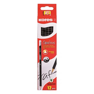 Карандаш чернографитный Kores шестигранный HB с ластиком