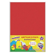 Цветная бумага А4 БАРХАТНАЯ, 10 листов 10 цветов, 110 г/м2, ЮНЛАНДИЯ, 'ЦЫПА', 128969