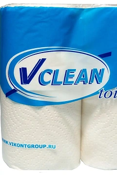 Туалетная бумага Vclean 2 слоя, 4 рулона, 50 м, белая