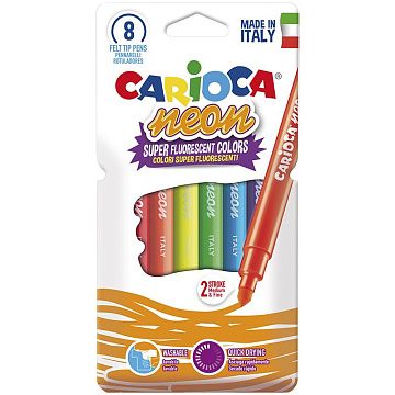 Фломастеры неоновые Carioca 'Neon', 08цв., смываемые, картон, европодвес