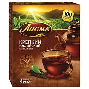 Чай ЛИСМА 'Крепкий' черный индийский, 100 пакетиков по 2 г, 201943