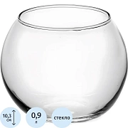 Ваза для мелких предметов, круглая, высота 102 мм, стекло, PASABAHCE 'ФЛОРА', фирменная подарочная упаковка, 43417