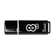 Флеш-диск 8 GB, SMARTBUY Glossy, USB 2.0, черный, SB8GBGS-K