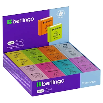 Ластик Berlingo 'Fairy Tales', термопластичная резина, цвета ассорти, 28*25*7мм