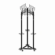 Вешалка на колесах на 15 крючков с держателем для зонтов 'Гардикс-3К', металл, черная