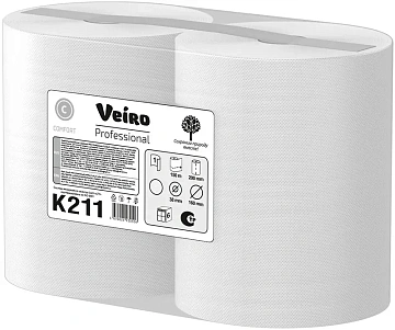 Бумажные полотенца Veiro Professional Comfort K211, 150м, 1 слой, белые