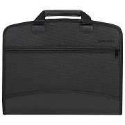 Папка-портфель пластиковая BRAUBERG А4+ (375х305х60 мм), 4 отделения, 2 кармана, на молнии, черный, 225169