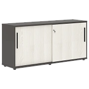 Шкаф низкий с дверьми купе ELC 1643 Ясень Траун/Черный/Мокко 1606х430х750 EDIS