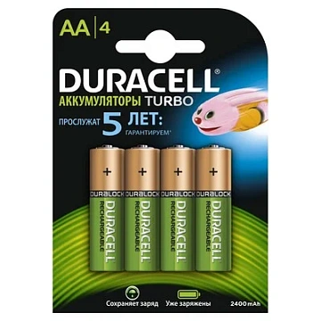 Аккумулятор Duracell AA/HR6, 2400mAh, 4шт/уп
