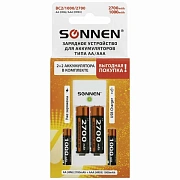 Зарядное устройство с аккумуляторами 4 шт. (2+2) AA+AAA (HR6+HR03), 2700 mAh + 1000 mAh, SONNEN (СОН
