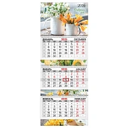 Календарь квартальный 2026 г., 3 блока, 3 гребня, бегунок, мелованная бумага, BRAUBERG EXTRA, 'Весен