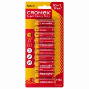 Батарейки солевые 'пальчиковые' КОМПЛЕКТ 10+1 шт., CROMEX (КРОМЕКС) Super Heavy Duty, AA (R6,15A), б