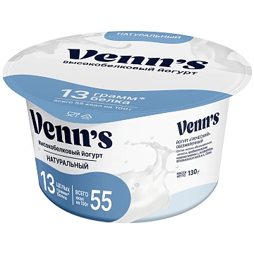 Йогурт Venns Греческий натуральный 0.1%, 130г