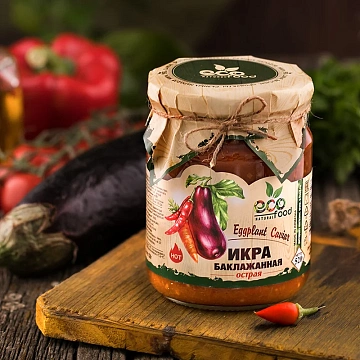 Икра EcoFood баклажанная острая, 520г