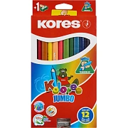 Карандаши цветные 12цв 3-гран,точилка Kores Jumbo 93512.01