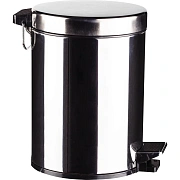 Ведро мусорное стальное 5л кругл сереб с пед и крышк+внутр ведро 205х286мм
