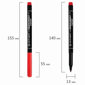 Маркер перманентный CENTROPEN 2536, КРАСНЫЙ, тонкий наконечник, 1 мм, трехгранная зона захвата, 6 25