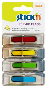 Закладки самокл. индексы пластиковые Stick`n 26018 12x45мм 4цв.в упак. 30лист стрелки печатные Z-сло