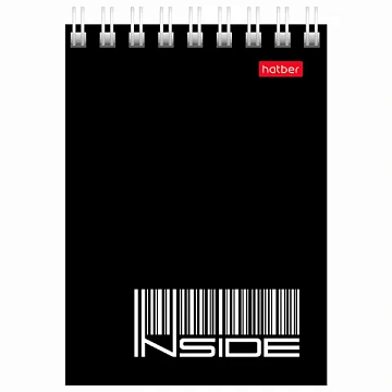 Блокнот МАЛЫЙ ФОРМАТ А7 75х105 мм, 40 л., гребень, картон, клетка, HATBER, 'INSIDE Стиль', 004691, 40Б7B1гр_01622