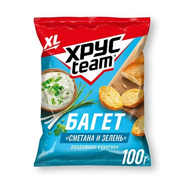 Сухарики Хрусteam багет сметана-зелень, 100г