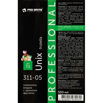 Освежитель воздуха бактерицидный 500 мл PRO-BRITE UNIX FRUTELLA 311-05, распылитель
