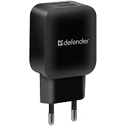 Зарядное устройство сетевое (220 В) DEFENDER EPA-13, 2 порта USB, выходной ток 2,1 А, черное, 83840