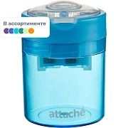 Точилка Attache Economy на 2 отв., c цветным контейнером, ассорти