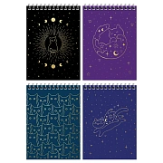 Блокнот А6 60л. на гребне MESHU 'Black cat', матовая ламинация, тиснение фольгой