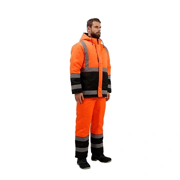 Костюм зим муж (куртка,пк) зд01 оранж/чер 96-100/170-176