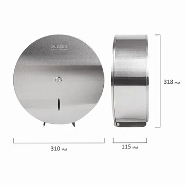 Диспенсер для туалетной бумаги LAIMA PROFESSIONAL INOX, (Система T1) БОЛЬШОЙ, нержавеющая сталь, мат