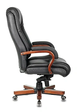 Кресло руководителя Бюрократ T-9925WALNUT черный кожа крестов. металл/дерево