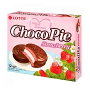 Печенье Lotte Choco Pie клубника, 336г, 12шт