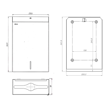 Диспенсер для полотенец листовых Merida Stella R ASC106.R, черный, металлический, Макси