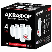Сменные кассеты АКВАФОР 'А5', удаление хлора и тяжелых металлов, для фильтров АКВАФОР, КОМПЛЕКТ 4 шт., 518586