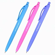 Ручка шариковая масляная автоматическая BRAUBERG 'FRUITY Pastel', СИНЯЯ, корпус soft-touch, узел 0,7 мм, линия письма 0,35 мм, 142959