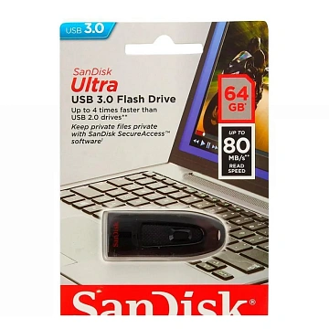 Флеш-память SanDisk Ultra, 64Gb, USB 3.0, чер, SDCZ48-064G-U46